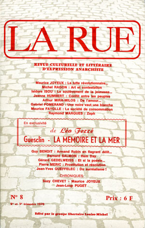 La Rue N° 8, 2° & 3 trimestre 1970